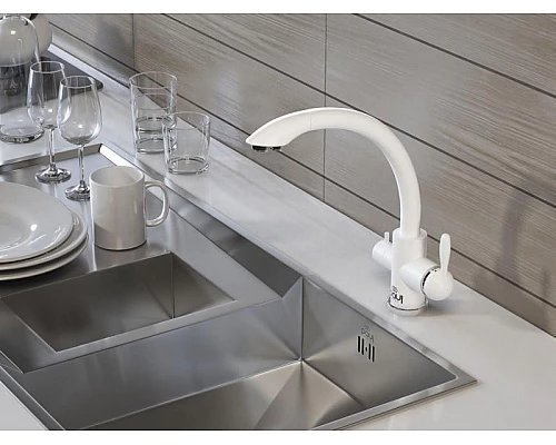 Заказать Смеситель для кухни Paulmark Essen Es213001-431 Белый матовый в магазине сантехники Santeh-Crystal.ru