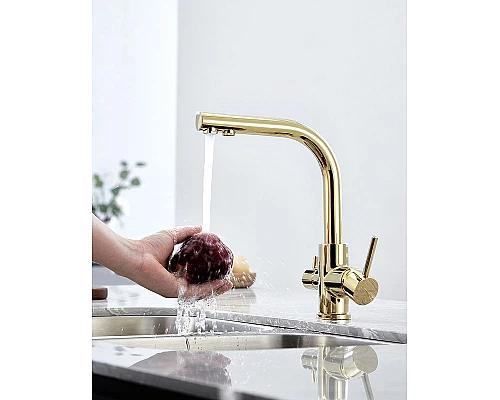 Приобрести Смеситель для кухни Paulmark Essen Es213011-G Золото в магазине сантехники Santeh-Crystal.ru