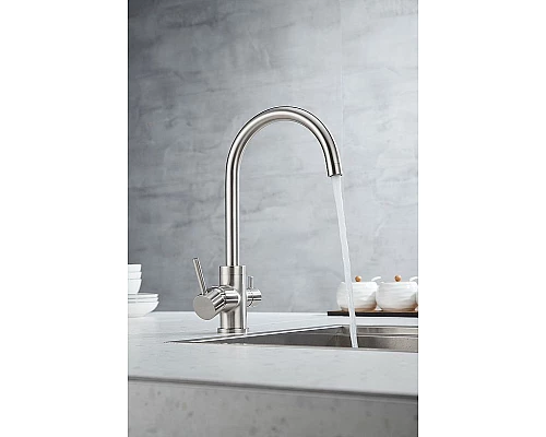 Купить Смеситель для кухни Paulmark Essen Es213211-NI Никель в магазине сантехники Santeh-Crystal.ru