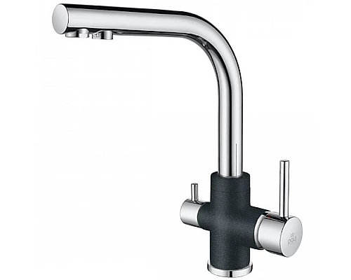 Приобрести Смеситель для кухни Paulmark Essen Es213011-BLMCR Черный металлик Хром в магазине сантехники Santeh-Crystal.ru