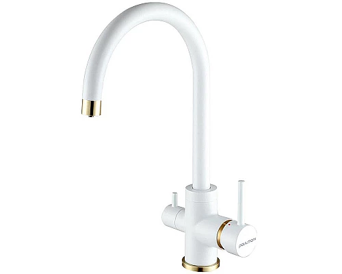 Купить Смеситель для кухни Paulmark Essen Es213211-431BR Белый матовый Бронза в магазине сантехники Santeh-Crystal.ru