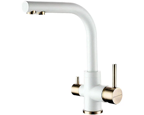 Заказать Смеситель для кухни Paulmark Essen Es213011-431BR Белый матовый Бронза в магазине сантехники Santeh-Crystal.ru