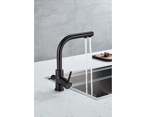 Приобрести Смеситель для кухни Paulmark Essen Es213011-GM Вороненая сталь в магазине сантехники Santeh-Crystal.ru