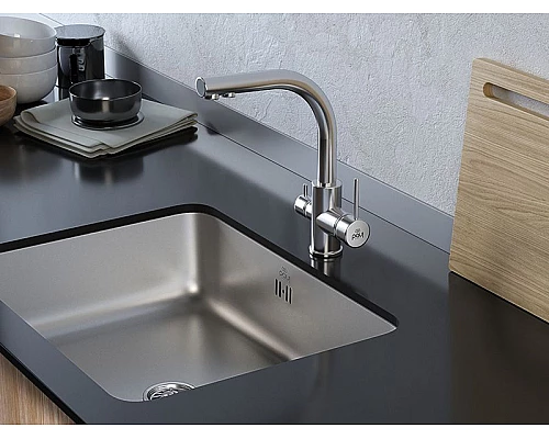 Купить Смеситель для кухни Paulmark Essen Es213011 Никель в магазине сантехники Santeh-Crystal.ru