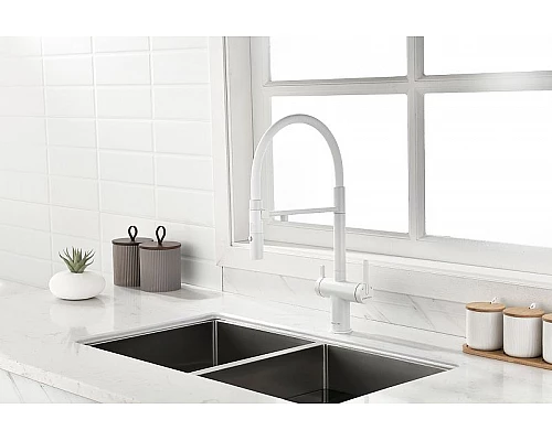 Купить Смеситель для кухни Paulmark Gravity Gr213188-431 Белый матовый в магазине сантехники Santeh-Crystal.ru