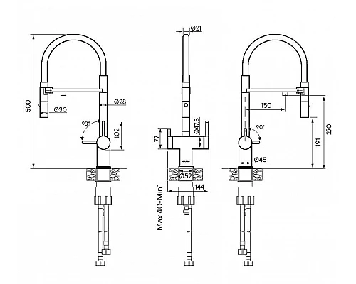 Купить Смеситель для кухни Paulmark Gravity Gr213188-CR Хром Черный в магазине сантехники Santeh-Crystal.ru