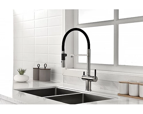 Заказать Смеситель для кухни Paulmark Gravity Gr213188-NI Никель Черный в магазине сантехники Santeh-Crystal.ru