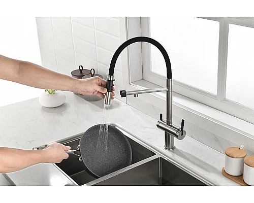 Заказать Смеситель для кухни Paulmark Gravity Gr213188-NI Никель Черный в магазине сантехники Santeh-Crystal.ru