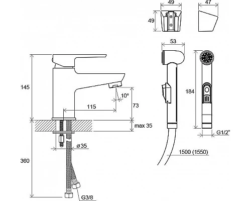 Купить Смеситель для раковины Ravak BM 011.00 X070076 с гигиеническим душем Хром в магазине сантехники Santeh-Crystal.ru