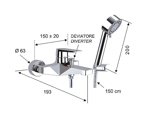 Заказать Смеситель для ванны Remer Dream D02 Хром в магазине сантехники Santeh-Crystal.ru