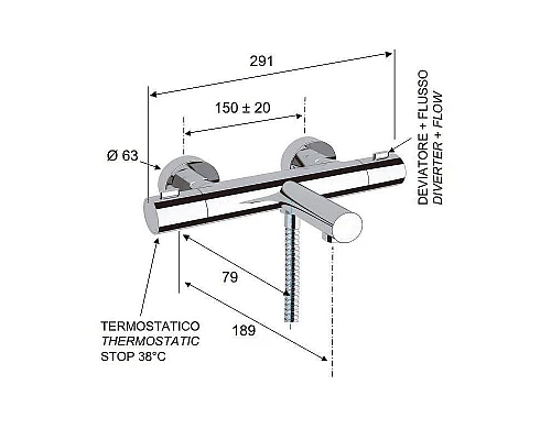 Купить Смеситель для ванны Remer Elegance EQ05 с термостатом Хром в магазине сантехники Santeh-Crystal.ru