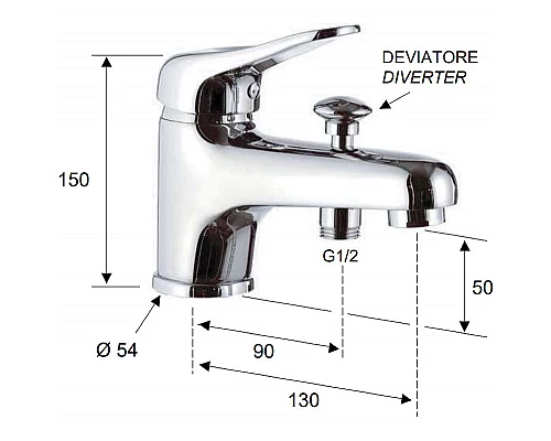 Приобрести Смеситель на борт ванны Remer Kiss K04 Хром в магазине сантехники Santeh-Crystal.ru