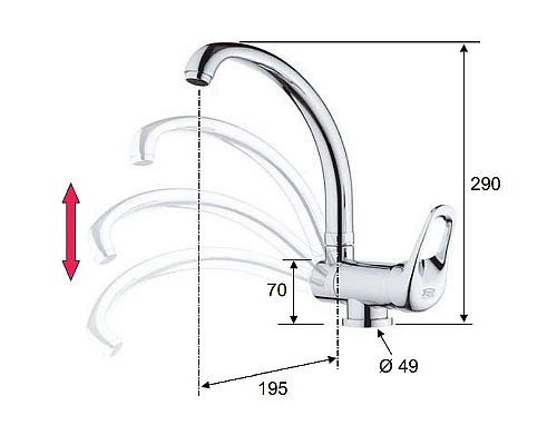 Купить Смеситель для кухни Remer Kiss K42R Хром в магазине сантехники Santeh-Crystal.ru