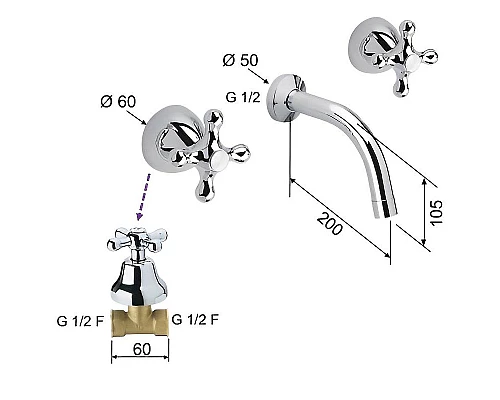 Купить Смеситель для раковины Remer Liberty 10LI Хром в магазине сантехники Santeh-Crystal.ru