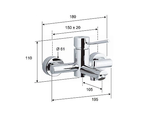 Приобрести Смеситель для ванны Remer Minimal N052 Хром в магазине сантехники Santeh-Crystal.ru