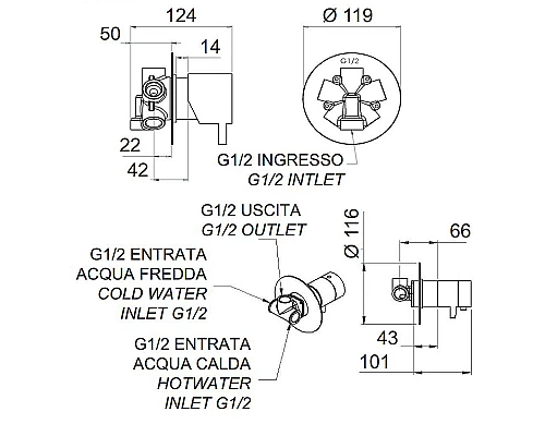 Купить Смеситель для душа Remer Minimal Thermo NT94C с термостатом Хром в магазине сантехники Santeh-Crystal.ru