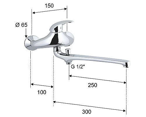 Заказать Смеситель для ванны Remer Ten T46 универсальный Хром в магазине сантехники Santeh-Crystal.ru
