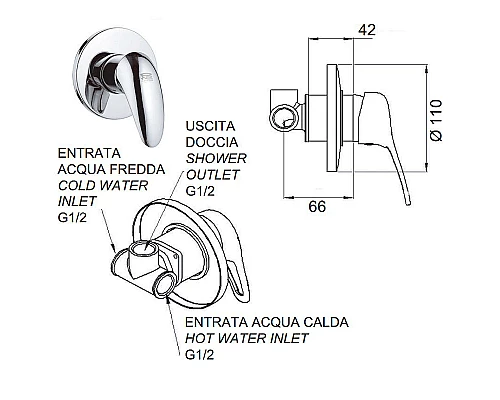Приобрести Смеситель для душа Remer Ten T30 Хром в магазине сантехники Santeh-Crystal.ru
