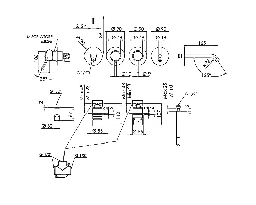 Приобрести Смеситель для ванны Remer X-Style X96S03ROXXG Хром в магазине сантехники Santeh-Crystal.ru
