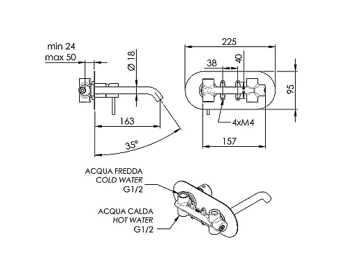 Приобрести Смеситель для раковины Remer X-Style X15NPO Никель матовый полированный в магазине сантехники Santeh-Crystal.ru