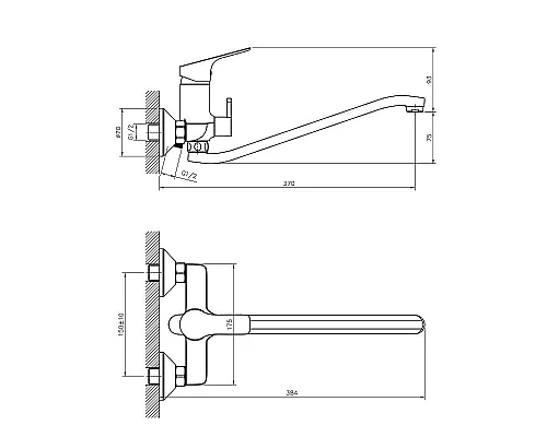 Купить Смеситель для ванны Rossinka RS29-34 универсальный Хром в магазине сантехники Santeh-Crystal.ru
