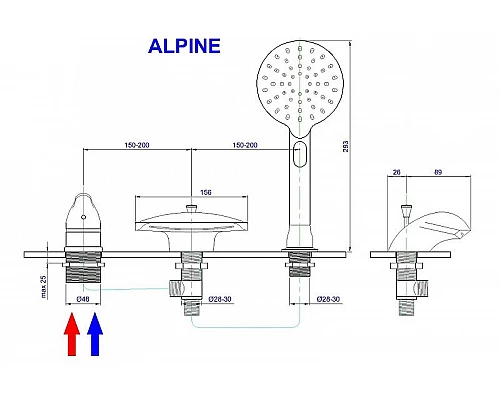 Приобрести Смеситель на борт ванны Royal Bath Tudor RB2102 Хром в магазине сантехники Santeh-Crystal.ru