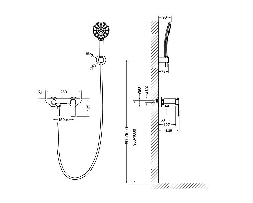 Заказать Смеситель для ванны Timo Anni 2714/03Y Черный в магазине сантехники Santeh-Crystal.ru