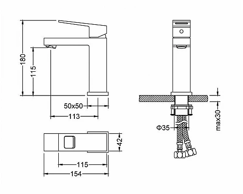 Приобрести Смеситель для раковины Timo Briana 7161/03F Черный в магазине сантехники Santeh-Crystal.ru
