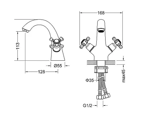 Приобрести Смеситель для раковины Timo Nelson 1911/03F Черный в магазине сантехники Santeh-Crystal.ru