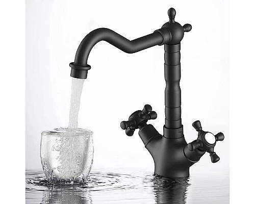 Купить Смеситель для раковины Timo Nelson 0143/03F Черный в магазине сантехники Santeh-Crystal.ru