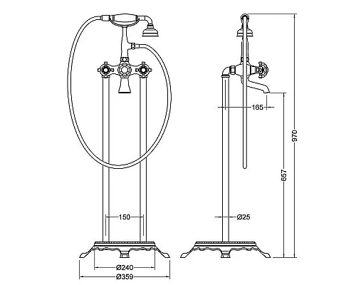 Заказать Смеситель для ванны Timo Nelson 1900/03Y-CR Черный в магазине сантехники Santeh-Crystal.ru