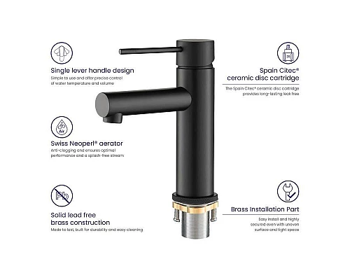 Заказать Смеситель для раковины Timo Saona 2361/03F Черный в магазине сантехники Santeh-Crystal.ru