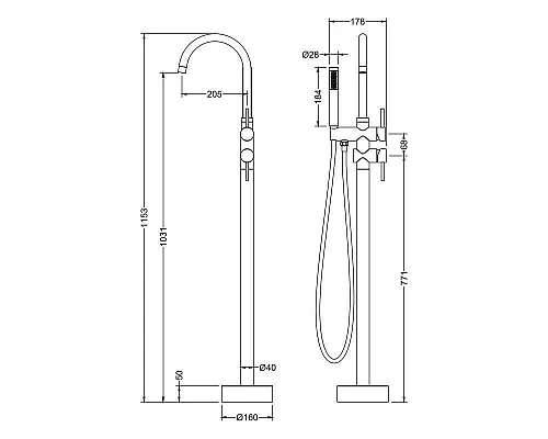 Приобрести Смеситель для ванны Timo Saona 2300/03Y-CR Черный в магазине сантехники Santeh-Crystal.ru