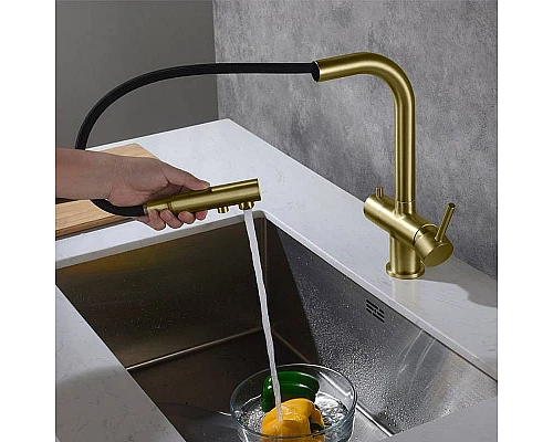 Приобрести Смеситель для кухни Timo Saona 2356/17FL Золото матовое в магазине сантехники Santeh-Crystal.ru