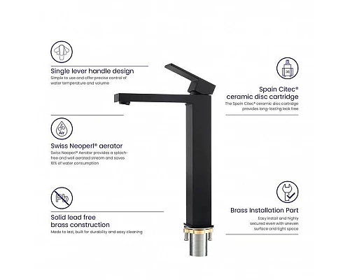 Приобрести Смеситель для раковины Timo Selene 3061/03F Черный в магазине сантехники Santeh-Crystal.ru