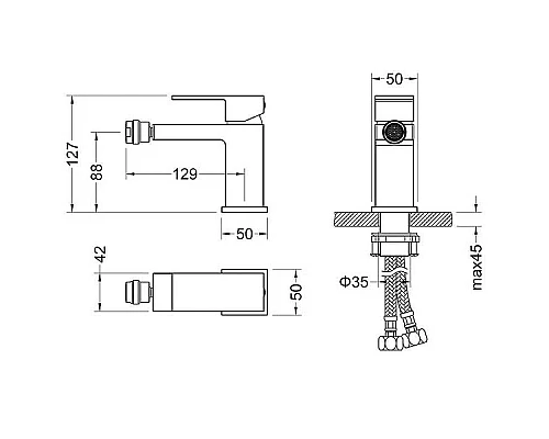Купить Смеситель для биде Timo Selene 2062/17F Золото матовое в магазине сантехники Santeh-Crystal.ru