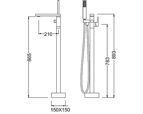 Купить Смеситель для ванны Timo Selene 2200/03Y-CR Черный в магазине сантехники Santeh-Crystal.ru