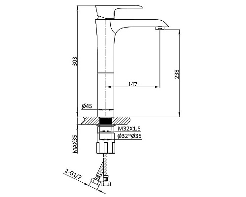 Приобрести Смеситель для раковины Vincea Esse VBF-1E2CH Хром в магазине сантехники Santeh-Crystal.ru