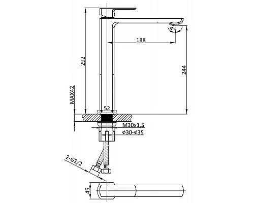 Купить Смеситель для раковины Vincea Next VBF-1N2CH Хром в магазине сантехники Santeh-Crystal.ru