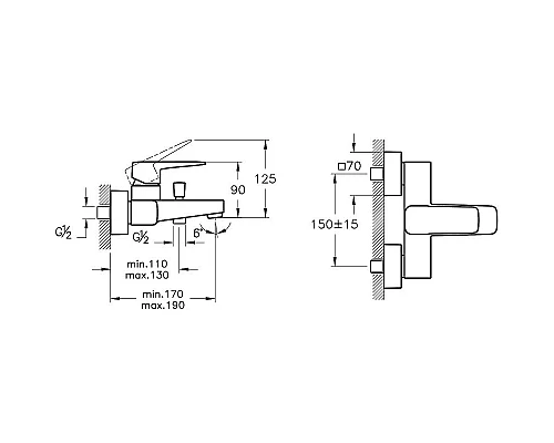 Приобрести Смеситель для ванны Vitra Root Square A42737EXP Хром в магазине сантехники Santeh-Crystal.ru