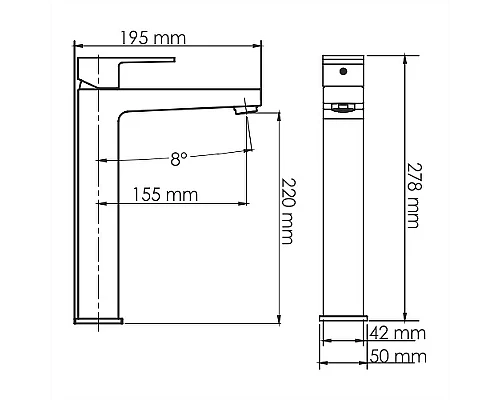 Заказать Смеситель для раковины WasserKRAFT Abens 2003H Черный матовый в магазине сантехники Santeh-Crystal.ru