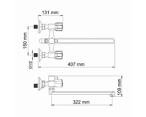 Купить Смеситель для ванны WasserKRAFT Amper 2902L универсальный Хром в магазине сантехники Santeh-Crystal.ru