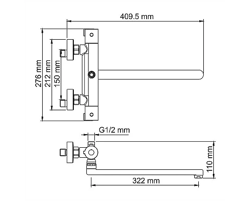 Заказать Смеситель для ванны WasserKRAFT Berkel 4822L универсальный с термостатом Хром в магазине сантехники Santeh-Crystal.ru