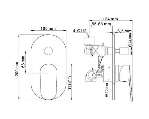 Приобрести Смеситель для душа WasserKRAFT Donau 5361 Хром в магазине сантехники Santeh-Crystal.ru