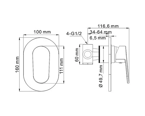 Приобрести Смеситель для душа WasserKRAFT Donau 5351 Хром в магазине сантехники Santeh-Crystal.ru
