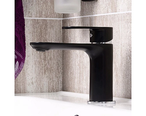 Приобрести Смеситель для раковины WasserKRAFT Elbе 7403 Черный матовый Хром в магазине сантехники Santeh-Crystal.ru