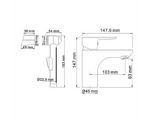 Приобрести Смеситель для раковины WasserKRAFT Leine 3508 с гигиеническим душем Хром в магазине сантехники Santeh-Crystal.ru