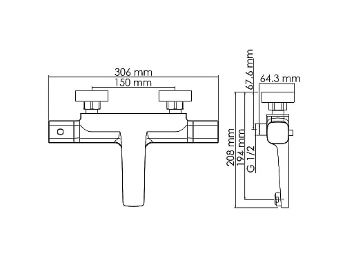 Заказать Смеситель для ванны WasserKRAFT Naab 8611 Thermo с термостатом Хром в магазине сантехники Santeh-Crystal.ru