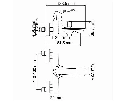 Купить Смеситель для ванны WasserKRAFT Neime 1901 Хром в магазине сантехники Santeh-Crystal.ru