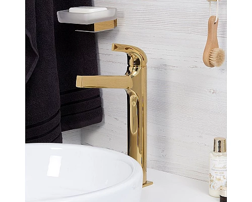 Приобрести Смеситель для раковины WasserKRAFT Sauer 7103H Золото в магазине сантехники Santeh-Crystal.ru